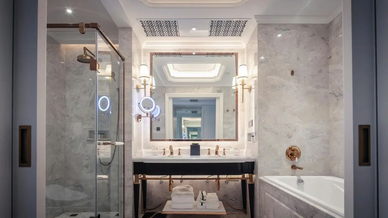 Luxury Rancho Palos Verdes bathroom with custom cabinetry, premium fixtures, detailed tile work, and refined finishes.